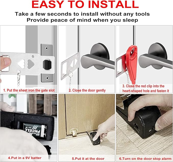 MBBEST Portable Door Lock & Door Stop Alarm, Dual Protection Security Devices - Image 3