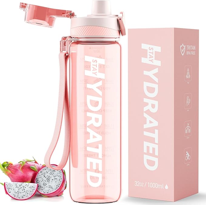 Water Bottle, 32 oz Motivational Water Bottles by Mevoly