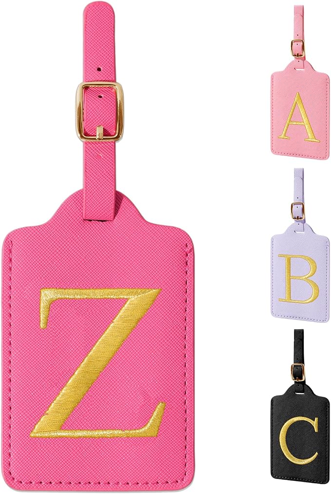 Personalized Initial Rose Red Leather Cute Luggage Tags by izuzta