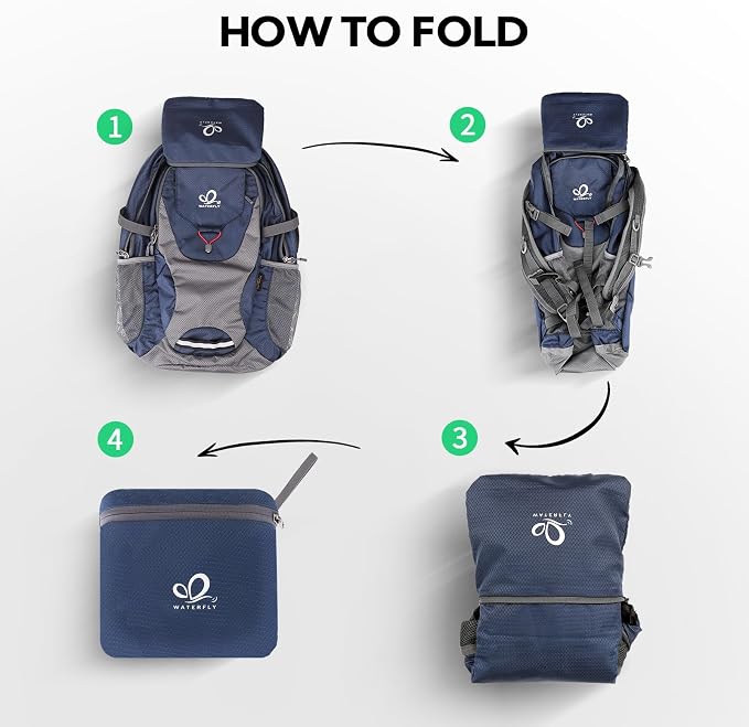 WATERFLY Lightweight Packable Hiking Backpack: 30L Foldable Travel Daypack - Image 6