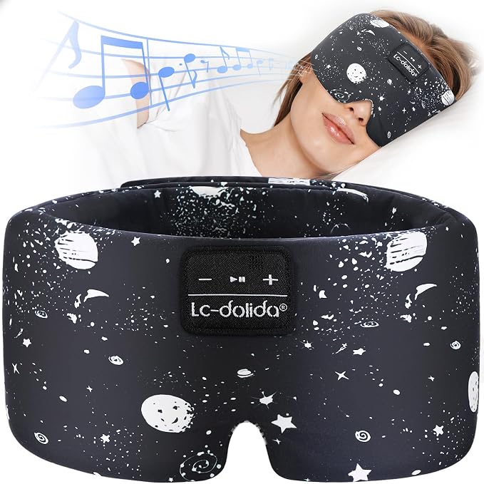 LC-dolida Sleep Mask with Bluetooth Headphones, Extra Large Silk Eye Mask - Image 9