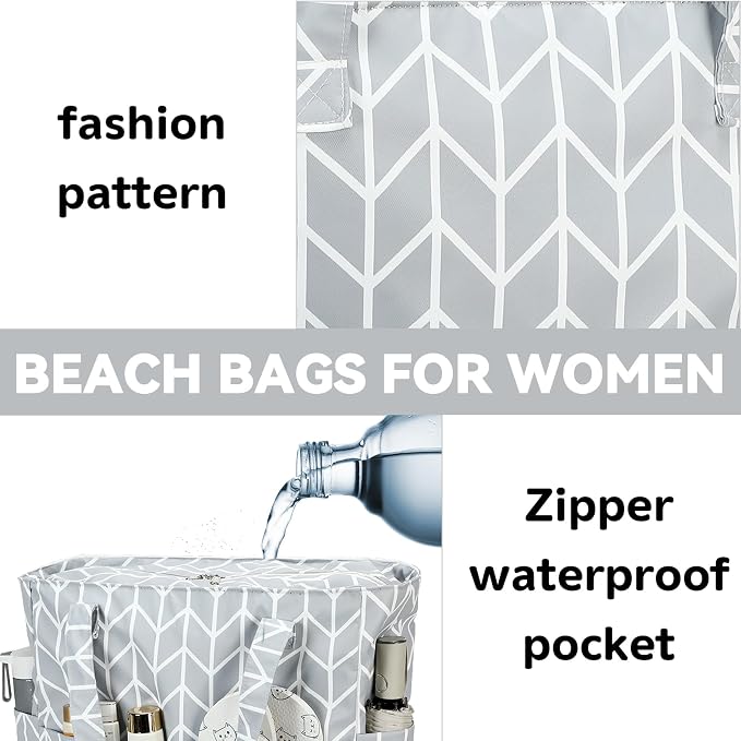 LEDAOU Beach Bag Waterproof Sandproof Women Tote Bag Pool Bag - Image 7