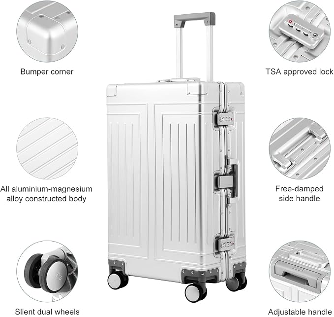 All Aluminum Carry On Luggage，Cut from Whole Aluminum Sheet，22x14x9 Airline - Image 6