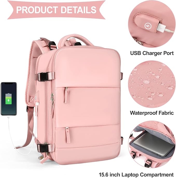 coowoz Large Travel Backpack For Women Men, Carry On Backpack Flight Approved - Image 6