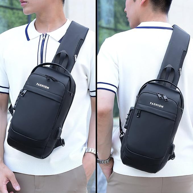 Sling Bag for Men Anti-theft USB Crossbody Shoulder Backpack Purse Waterproof - Image 2