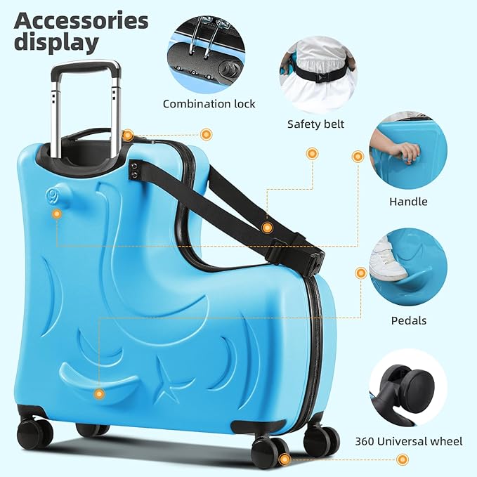 Kids Ride-On Suitcase, Hardside Rolling Luggage - Image 5