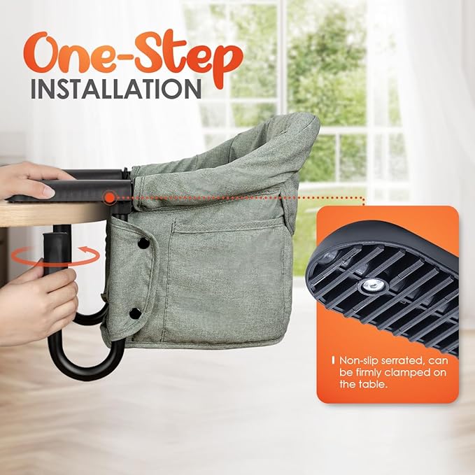 Hook On Chair with Removable Dining Tray, Portable Hook-On Chairs with Storage - Image 2