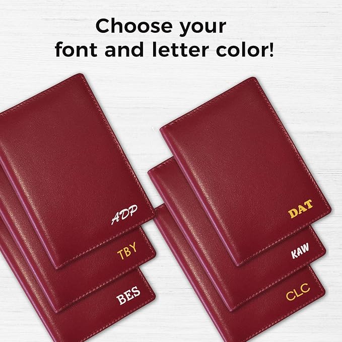 Personalized Monogrammed Red Leather RFID Passport Wallet - Image 3