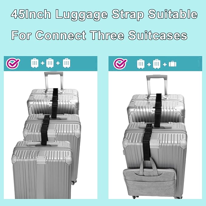 2Pack Luggage Straps Add Bag Luggages Straps to Connect Two Suitcases, - Image 4