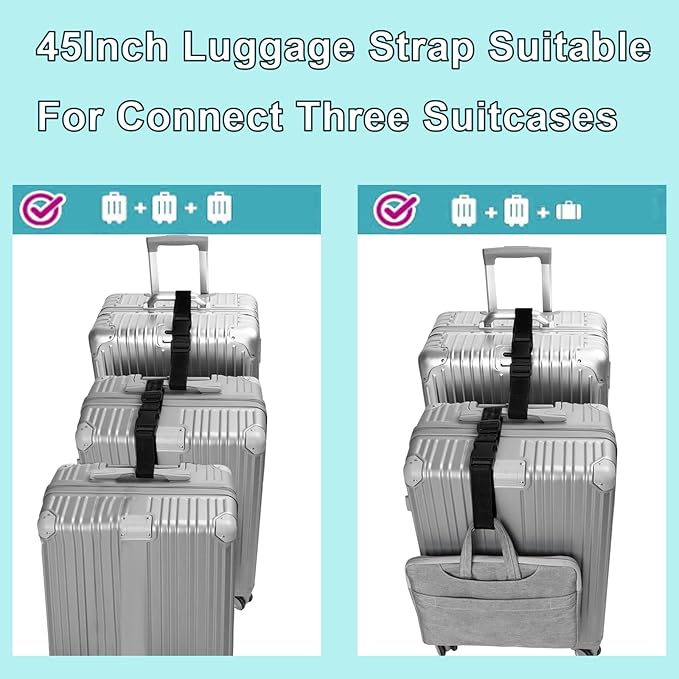 4Pack Luggage Straps Add Bag Luggage Straps to Connect Two Suitcases, - Image 4