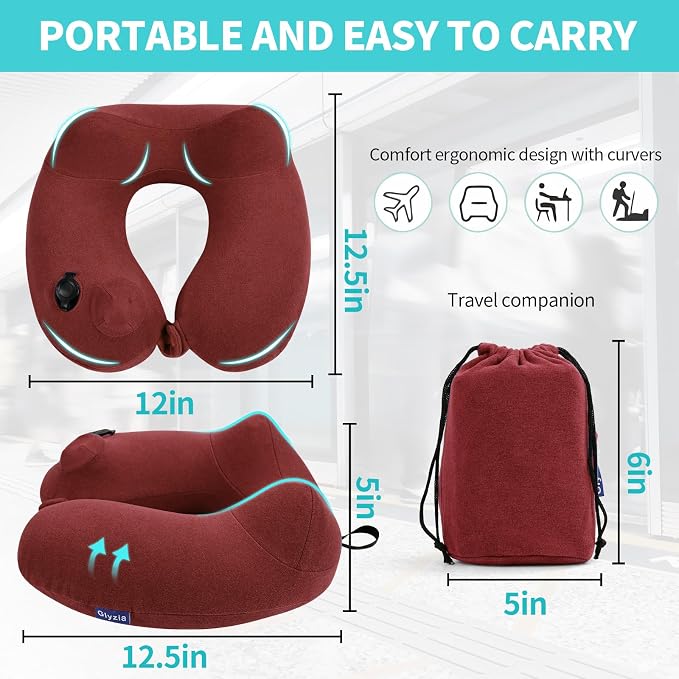2 Pack Inflatable Travel Neck Pillows - Image 2