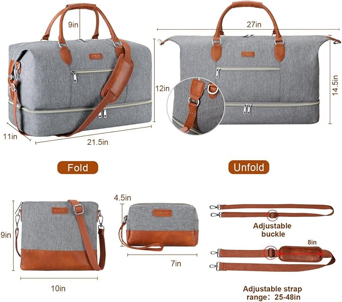 Weekender Bag for Women, Travel Duffel Bag Carry On Overnight Bag - Image 7