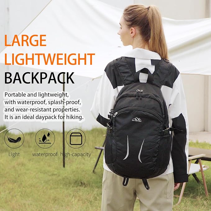 Large Hiking Daypack, 30L Water Resistant Hiking Backpack Packable Lightweight - Image 2