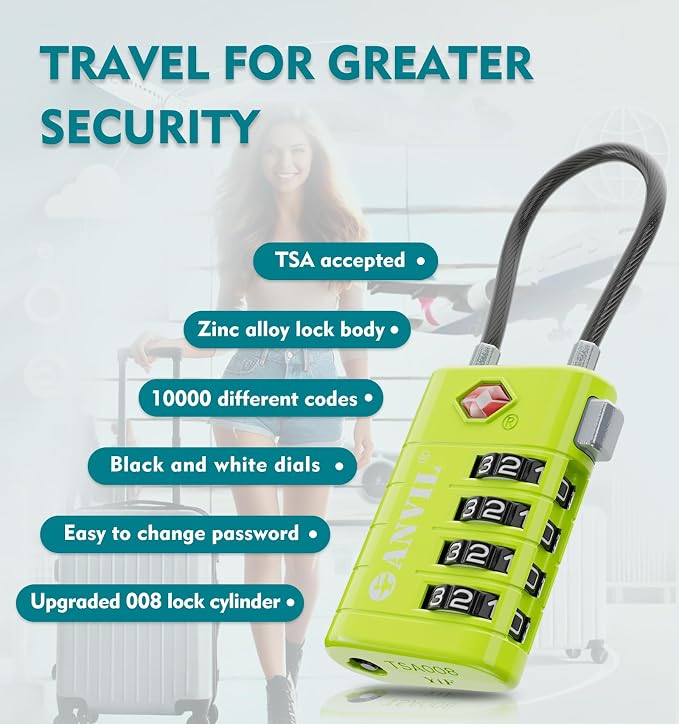 ANVIL 4 Digit Luggage Locks, TSA Locks - Image 5