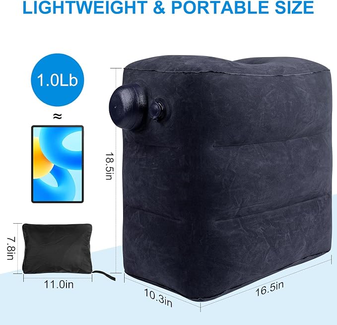 1 Pack Inflatable Travel Foot Pillow, Inflatable Leg Pillow Outdoor Stool - Image 2