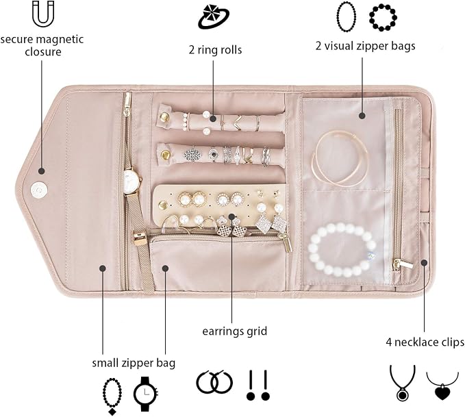 BAGSMART Travel Jewelry Organizer Roll Foldable Jewelry Case - Image 3