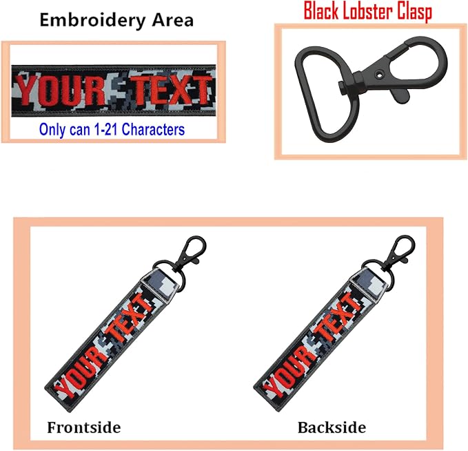 Custom Luggage Tags, Custom Personalized Luggage tag Name, Embroidery Key Ring - Image 3