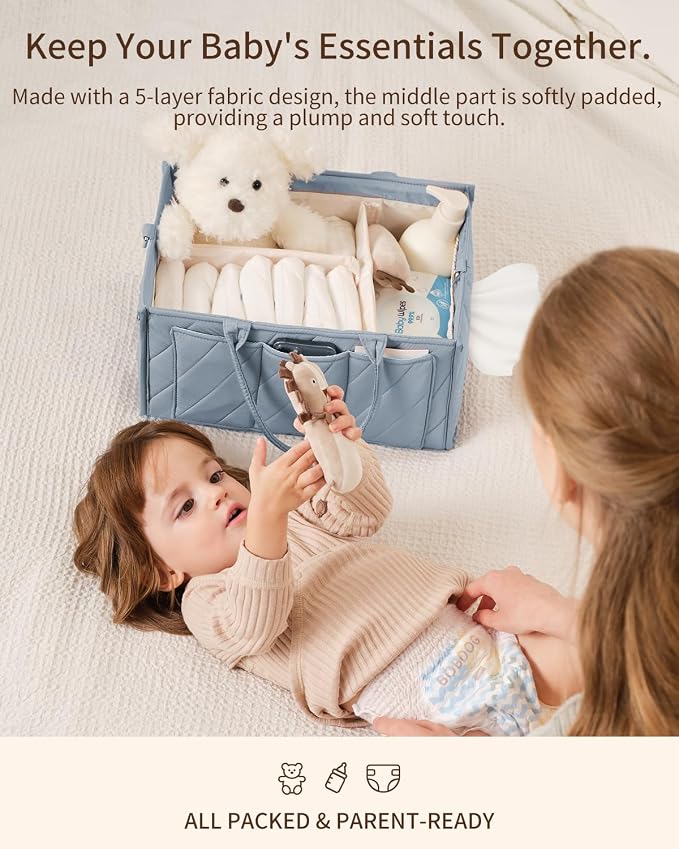 Baby Diaper Caddy with Tissue Pocket, Travel & Car, Baby Essentials Changing - Image 6