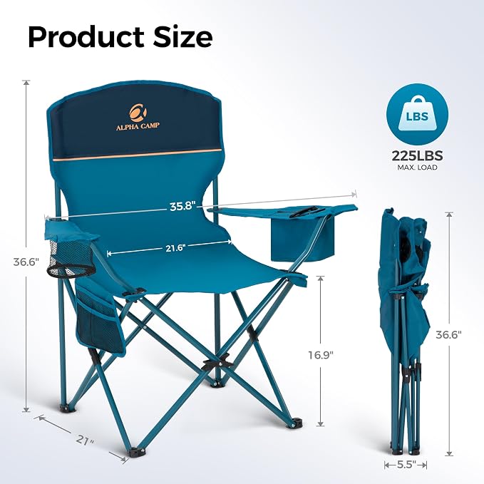 ALPHA CAMP Camping Chair 2 Pack Portable Chair - Image 3