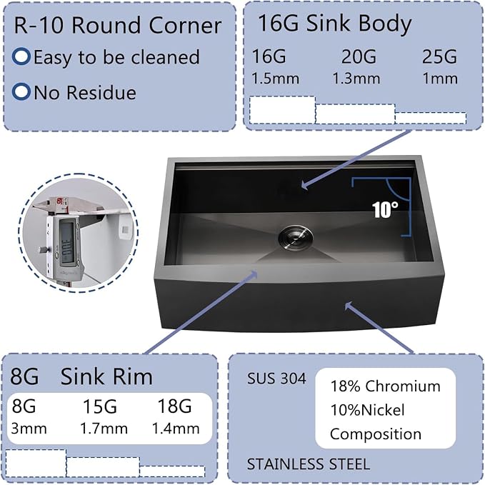 Black Farmhouse Sink 33 Inch - Image 8