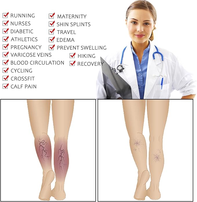 Compression Socks for Women Men Circulation Knee High 8 Pairs for Nurses - Image 4