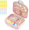 Travel Pill Organizer Box with Labels, 7 Compartments Portable Mini Pill Case by Goffing