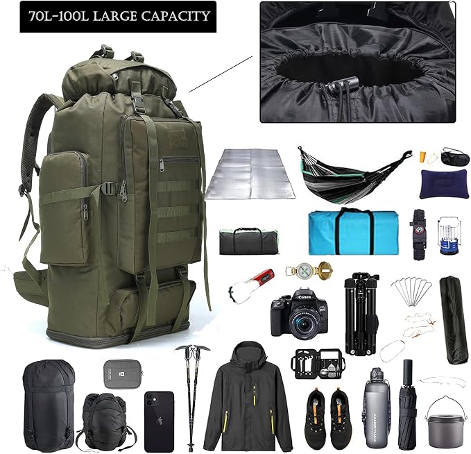 Hiking Backpack for Men 70L/100L Camping Backpack Military Rucksack Molle 3 - Image 4