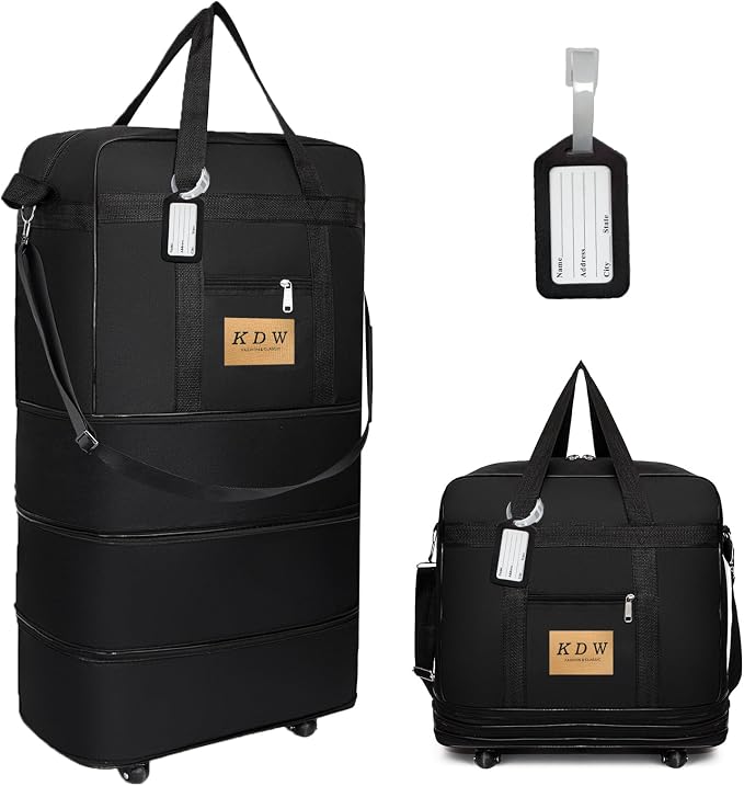 Foldable Travel Bag with Wheels, Extendable Tote Bag, Roller Expandable Luggage by kooldaiwangwang