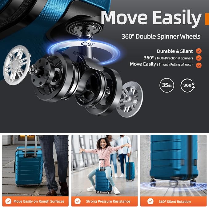 SHOWKOO Luggage Sets Expandable PC+ABS Durable Suitcase Sets Double Wheels TSA - Image 3