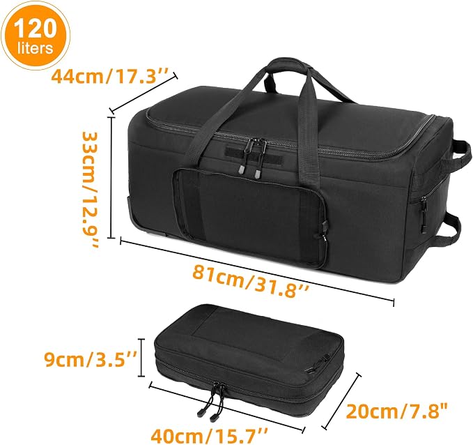 Mountain Land 120L Tactical Duffle Bag Rolling Duffle Bag - Image 6