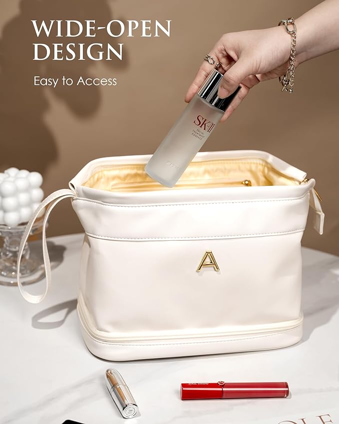 Bridesmaid Proposal Gifts, Initial Large Makeup Bag, Personalized Double Layer - Image 3