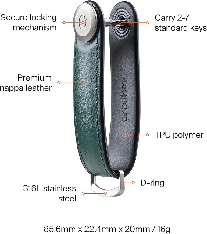 Orbitkey Key Organizer Hybrid Leather | Premium Nappa leather & TPU, Stainless - Image 5