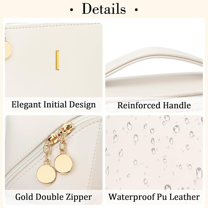 Birthday Gifts for Women Teen Girl, Personalized Initial Makeup Organizer Bag - Image 4