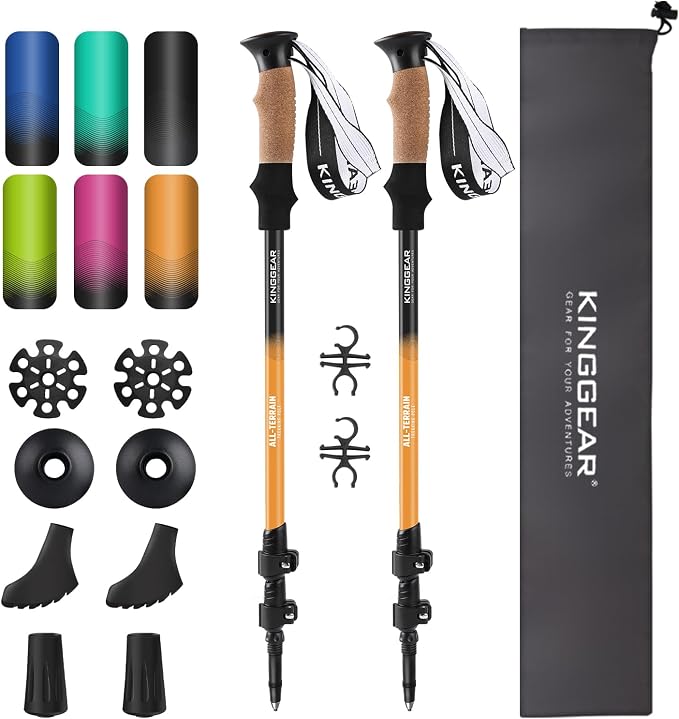 KINGGEAR Nordic Walking Stick, TP1 Hiking Poles Retractable Lightweight 7075 by KINGGEAR