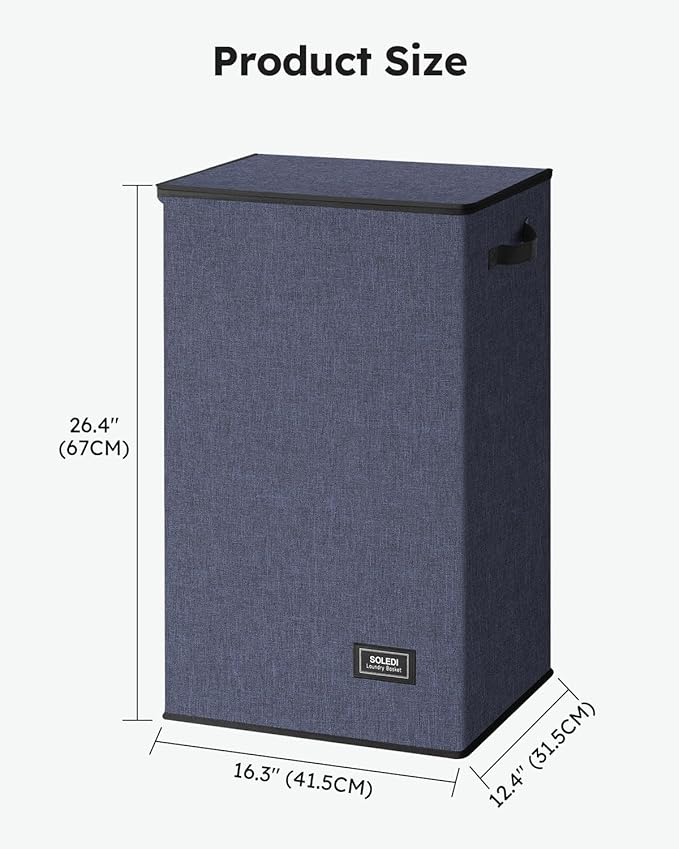 SOLEDI Laundry Hamper with Lid 90L Large & Tall Collapsible Laundry Basket - Image 9