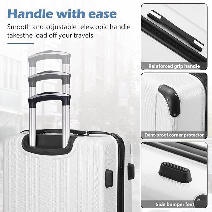 Coolife Luggage Expandable 5 Piece Sets PC+ABS Spinner Suitcase 20 inch 24 inch - Image 4