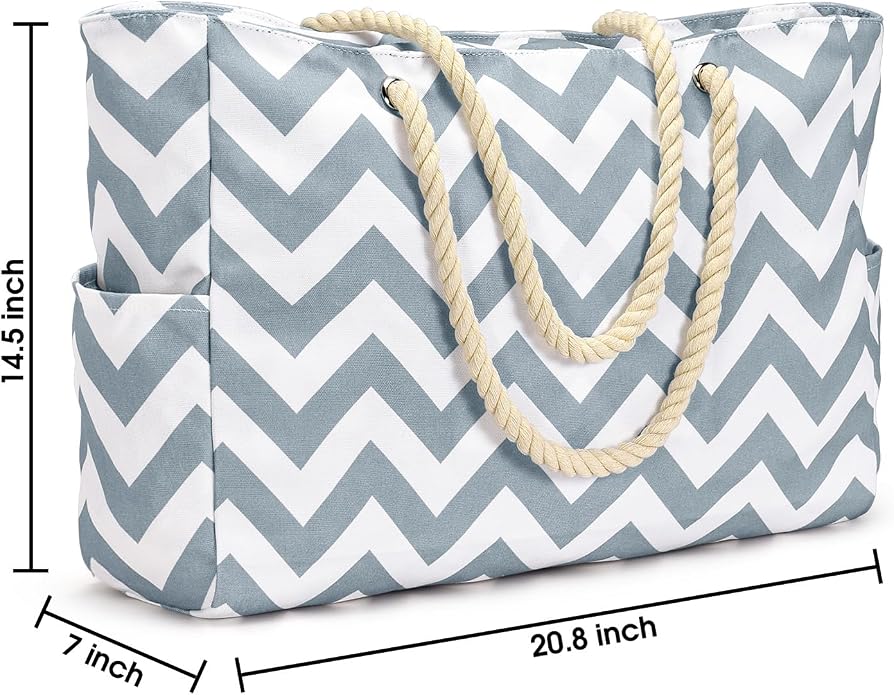 Becokan Beach Bags for Women Large Waterproof Beach Tote Bag Zipper Beach Bags - Image 4