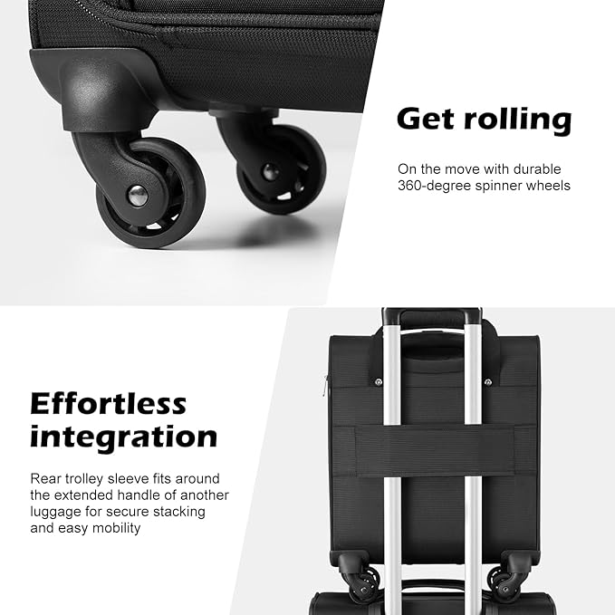 Coolife Underseat Carry On Luggage Softside Lightweight Rolling Travel Bag - Image 3