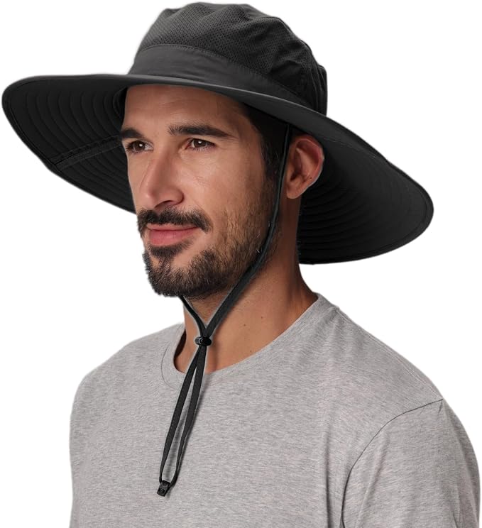 Home Prefer UPF50+ Mens Sun Hat Wide Brim Fishing Hat Foldable Large Brim UV by HomePreferHatsCaps