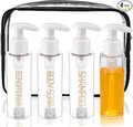 Travel Bottles Plastic Pump Bottle Dispenser Tsa Approved 3.4oz/100ml 4 Pack by Hethyo