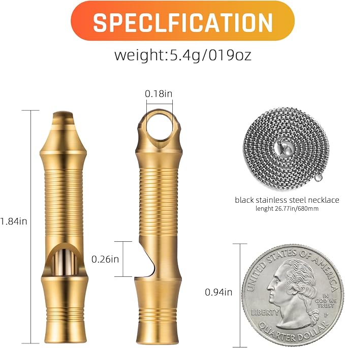 TISUR Titanium Emergency Whistle, EDC Safety Whistles Necklace Loud up to 120db - Image 2