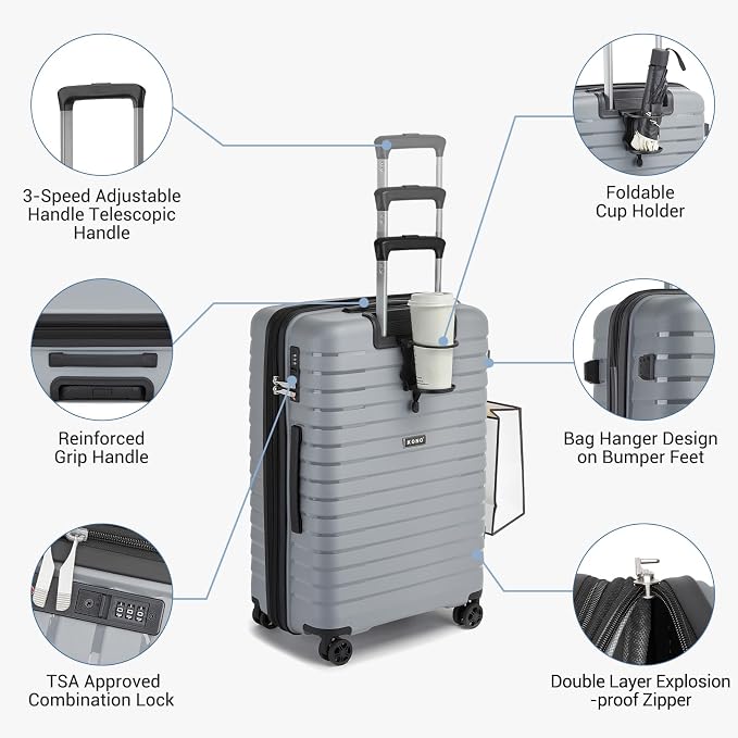Kono 24 Inch Expandable Luggage Suitcase - Image 5