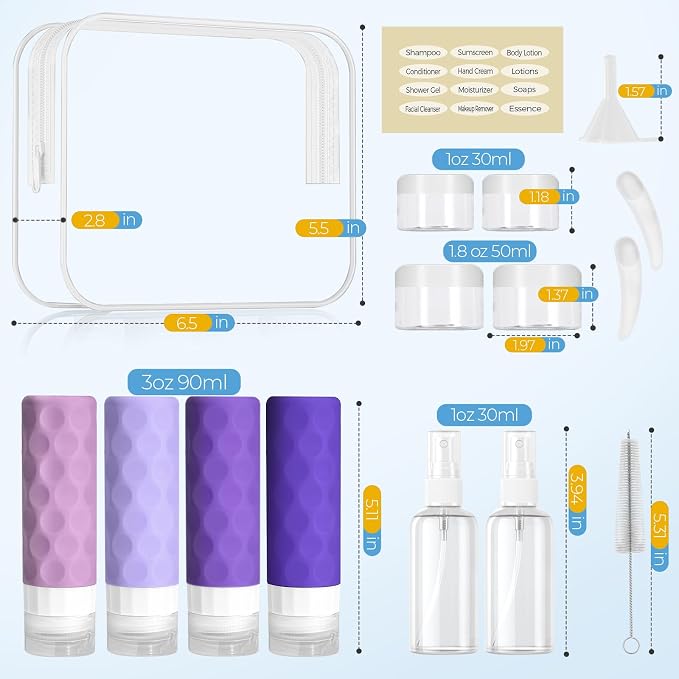 16pack Travel Bottles for Toiletries, TSA Approved Travel Size Containers Set - Image 2