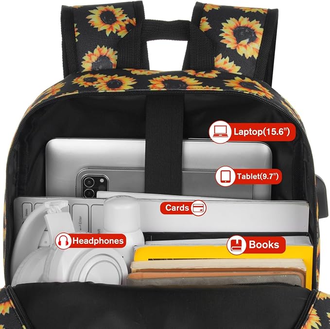 School Backpack, Sunflower Bookbag Men and Teen Boy Schoolbag - Image 4