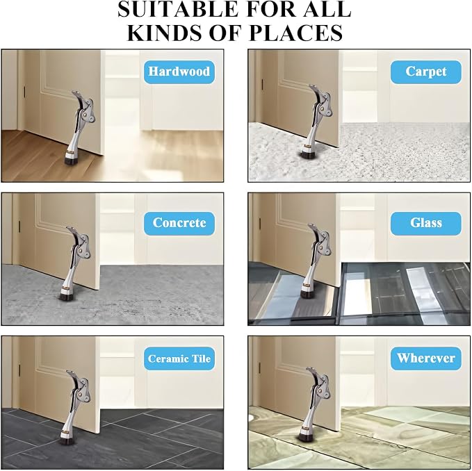 GroTheory 3 Pack Door Stoppers, 4 inch Kickdown Door Stops, Heavy Duty Door - Image 4