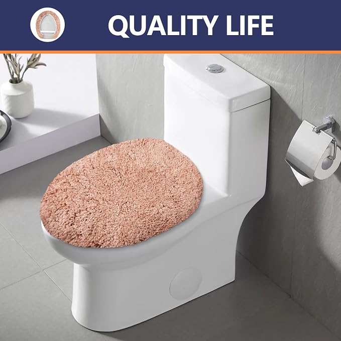 Microfiber Elongated Toilet Seat Cover 19.5"x 15" Machine Washable Solid Toilet - Image 8