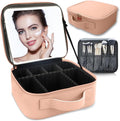Makeup Bag with Led Mirror, Travel Makeup Organizer with 3 Color Setting by SUILU