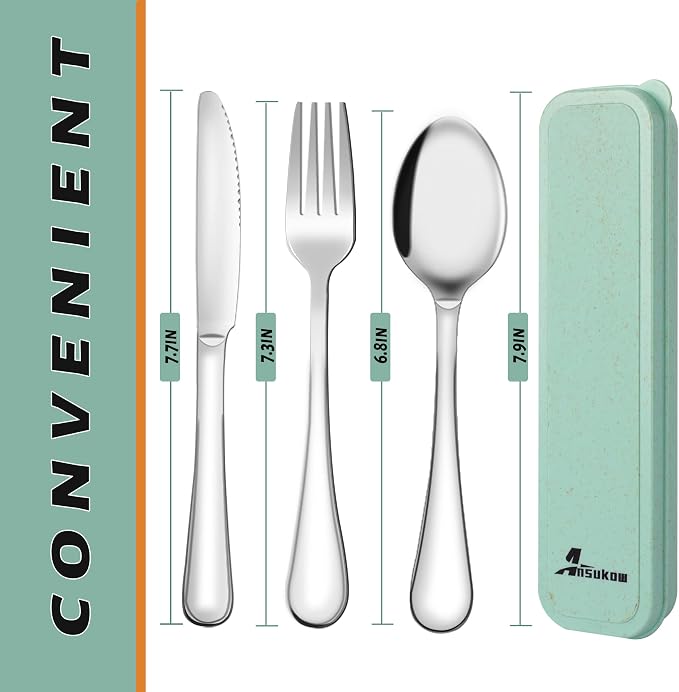 8 Picec Travel Utensils Camping utensils Travel Silverware Set - Image 2