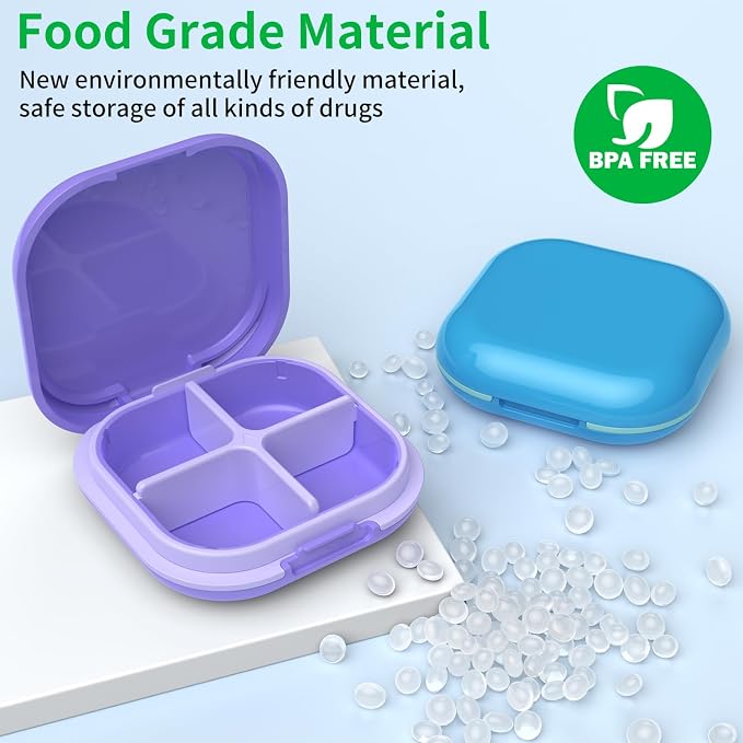 Daily Pill Organizer 4 Compartments, Small Pill Box Portable Travel Pill Case - Image 5
