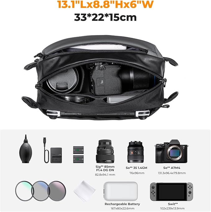 K&F Concept 2 in 1 Sling Bag Everyday Shoulder Bag & Multifunction Photography - Image 2